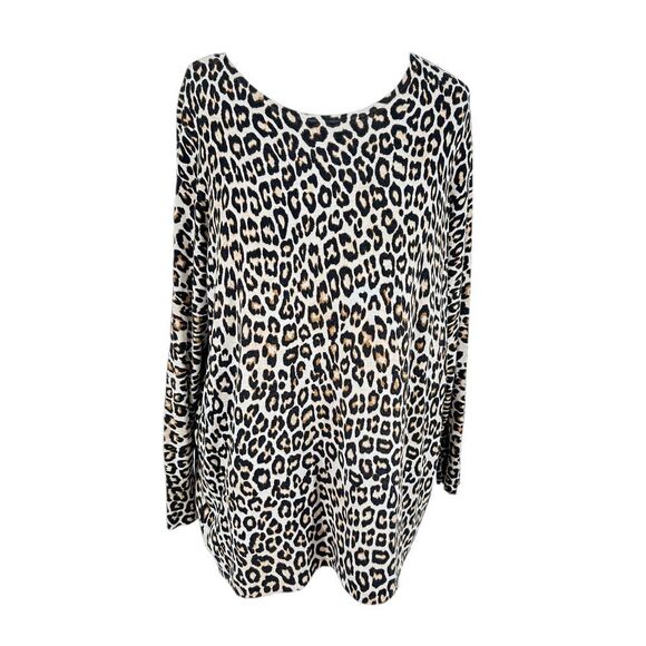 Chico's Leopard Print Long Sleeve Tunic‎ Sweater Top Women's 3/XL/16 - Picture 1 of 9